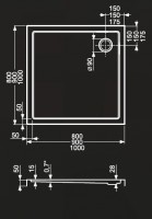 Roltechnik sprchová vanička FLAT KVADRO 800 x 800 x 50 mm čtvercová bílá akrylátová 8000118